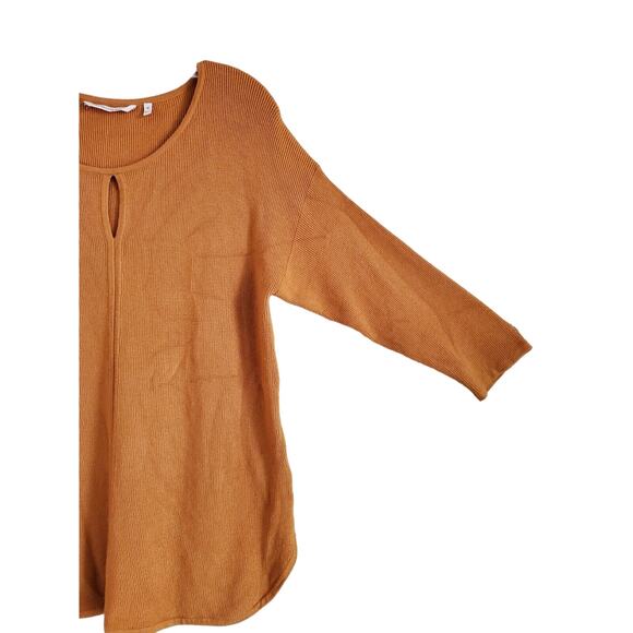 SOFT SURROUNDINGS Women's M Sweater Marigold Yellow Drop Shoulder 3/4 Sleeve 36" - Picture 5 of 7